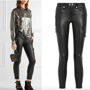 FRAME black cargo utility leather pant